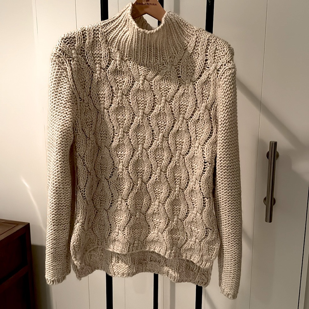 H&M Cable Knit Turtleneck Sweater - Wheat Beige Color